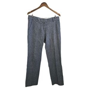 J.Crew linen blend straight leg blue trouser pants size 6